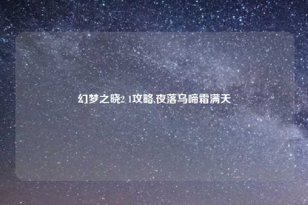 幻梦之晓2 1攻略,夜落乌啼霜满天