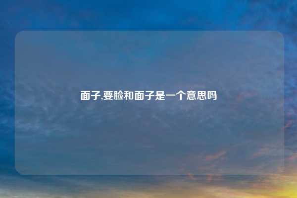 面子,要脸和面子是一个意思吗
