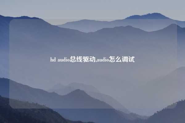 hd audio总线驱动,audio怎么调试