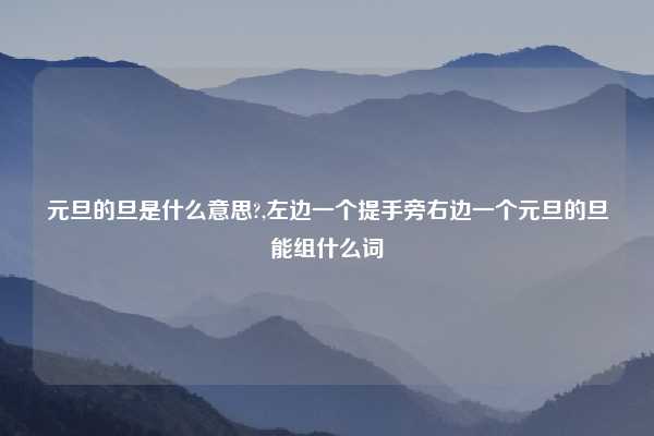 元旦的旦是什么意思?,左边一个提手旁右边一个元旦的旦能组什么词