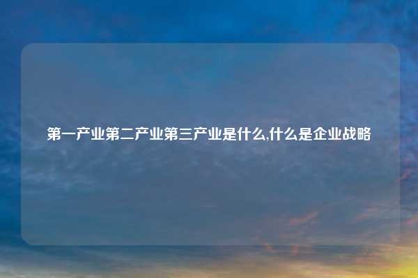 第一产业第二产业第三产业是什么,什么是企业战略
