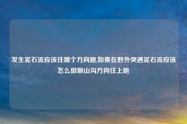 发生泥石流应该往哪个方向跑,如果在野外突遇泥石流应该怎么做顺山沟方向往上跑