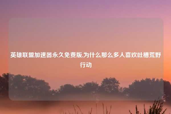 英雄联盟加速器永久免费版,为什么那么多人喜欢吐槽荒野行动