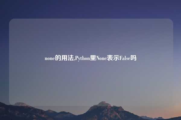 none的用法,Python里None表示False吗
