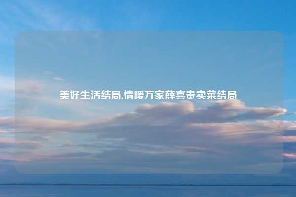 美好生活结局,情暖万家薛喜贵卖菜结局
