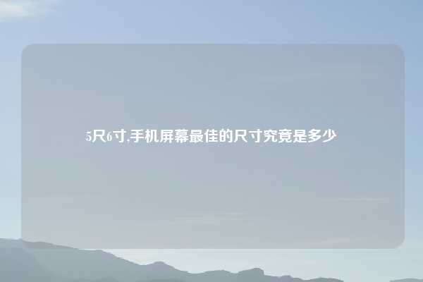 5尺6寸,手机屏幕最佳的尺寸究竟是多少