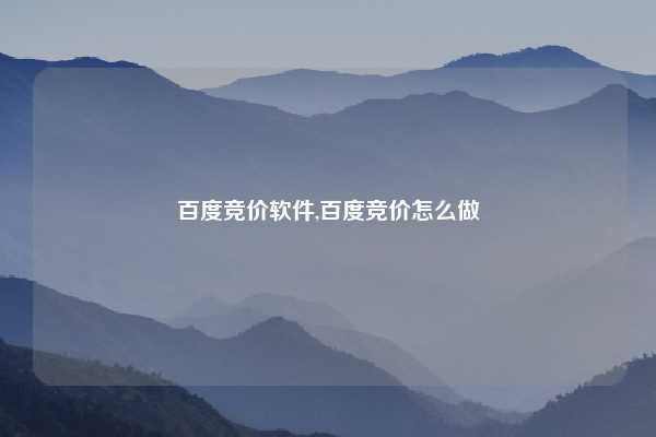 百度竞价软件,百度竞价怎么做