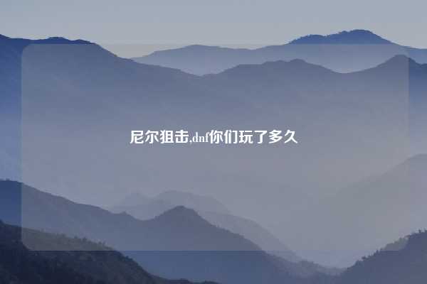 尼尔狙击,dnf你们玩了多久
