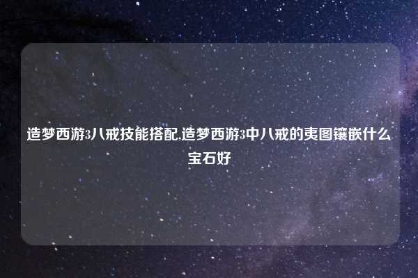 造梦西游3八戒技能搭配,造梦西游3中八戒的夷图镶嵌什么宝石好