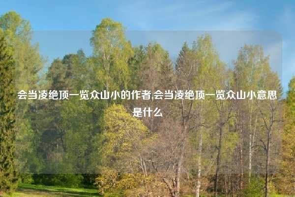 会当凌绝顶一览众山小的作者,会当凌绝顶一览众山小意思是什么