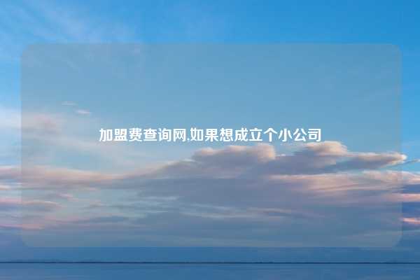 加盟费查询网,如果想成立个小公司