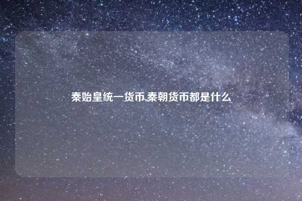 秦始皇统一货币,秦朝货币都是什么