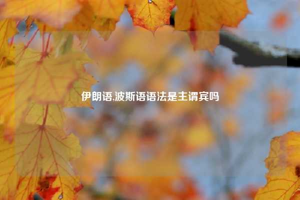 伊朗语,波斯语语法是主谓宾吗