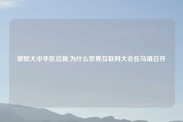 微软大中华区总裁,为什么世界互联网大会在乌镇召开