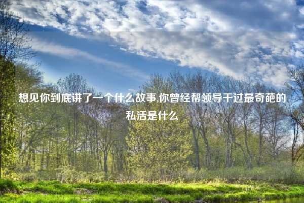 想见你到底讲了一个什么故事,你曾经帮领导干过最奇葩的私活是什么