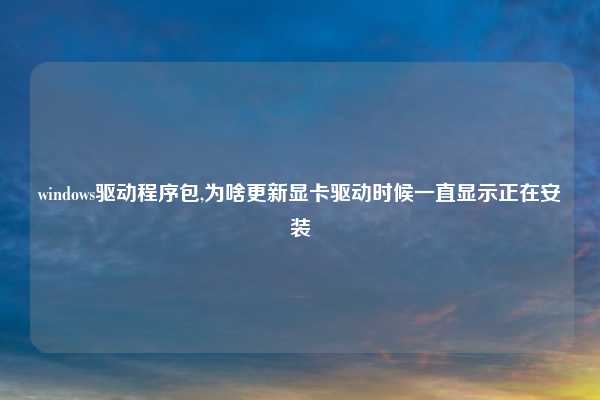 windows驱动程序包,为啥更新显卡驱动时候一直显示正在安装