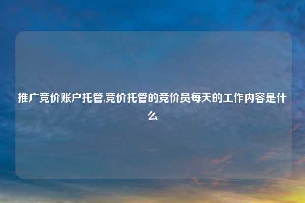 推广竞价账户托管,竞价托管的竞价员每天的工作内容是什么