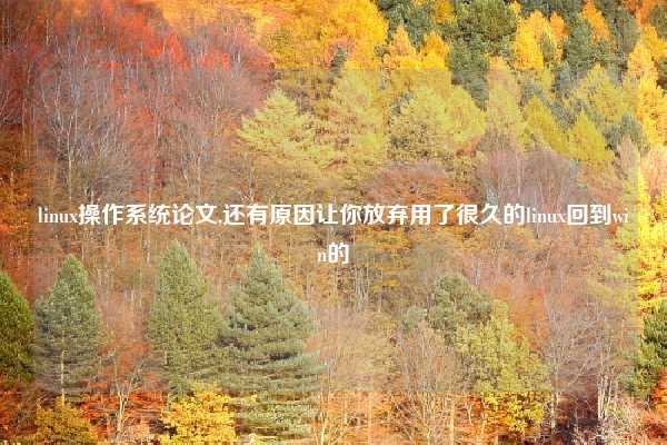 linux操作系统论文,还有原因让你放弃用了很久的linux回到win的