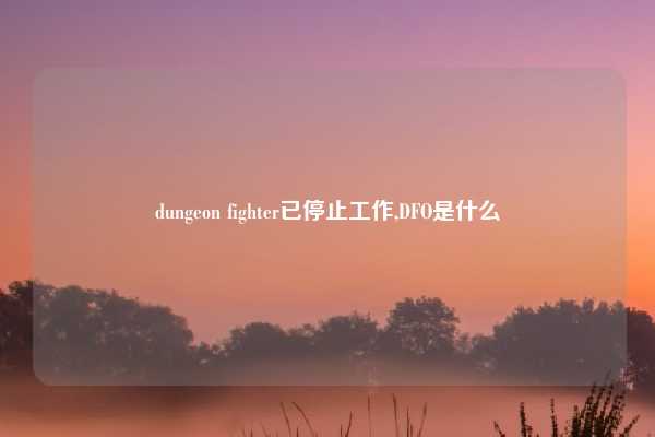 dungeon fighter已停止工作,DFO是什么