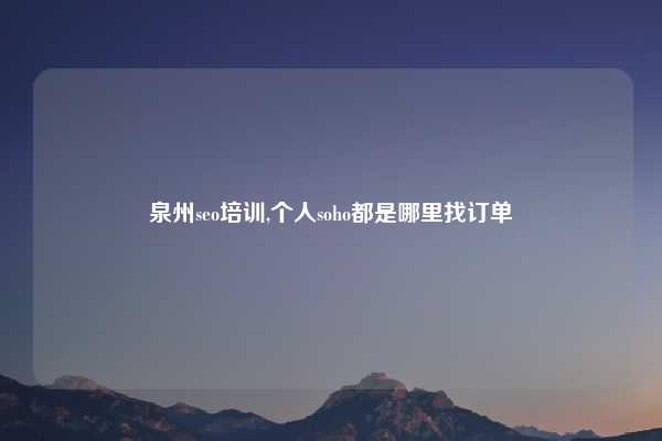 泉州seo培训,个人soho都是哪里找订单