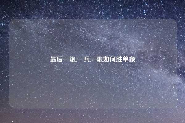 最后一炮,一兵一炮如何胜单象