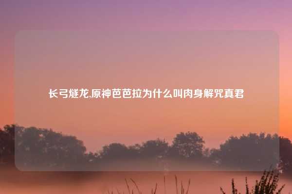 长弓燧龙,原神芭芭拉为什么叫肉身解咒真君