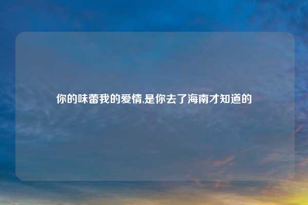 你的味蕾我的爱情,是你去了海南才知道的