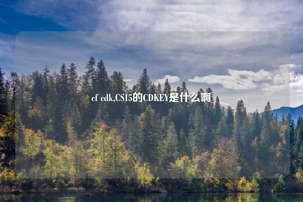 cf cdk,CS15的CDKEY是什么啊