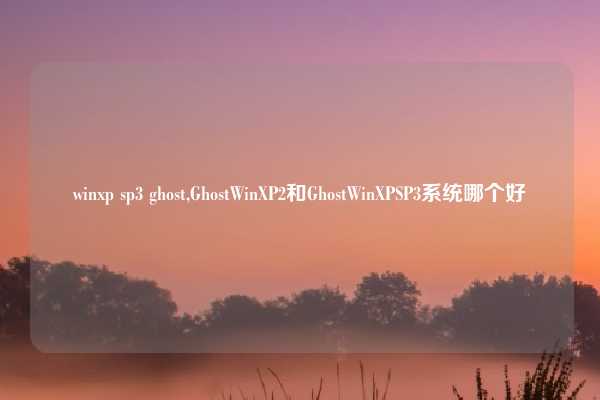 winxp sp3 ghost,GhostWinXP2和GhostWinXPSP3系统哪个好