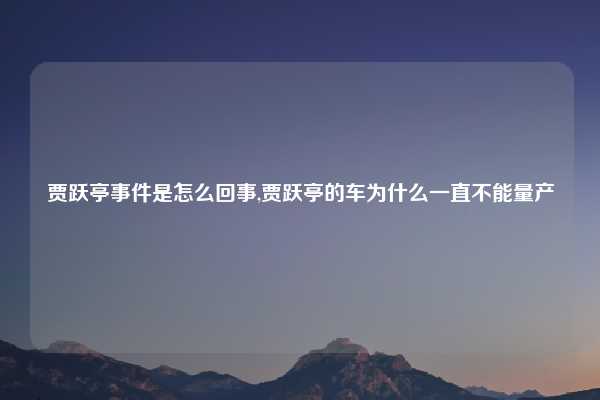 贾跃亭事件是怎么回事,贾跃亭的车为什么一直不能量产