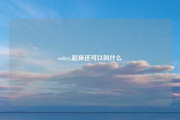 wakey,起床还可以叫什么