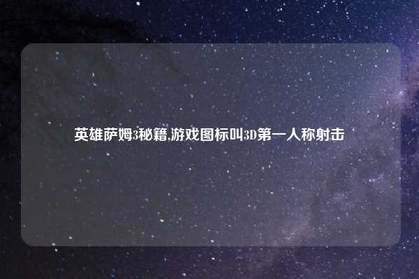 英雄萨姆3秘籍,游戏图标叫3D第一人称射击