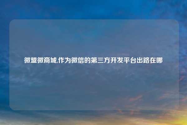 微盟微商城,作为微信的第三方开发平台出路在哪