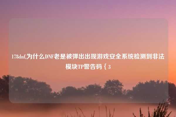 178dnf,为什么DNF老是被弹出出现游戏安全系统检测到非法模块TP警告码｛3