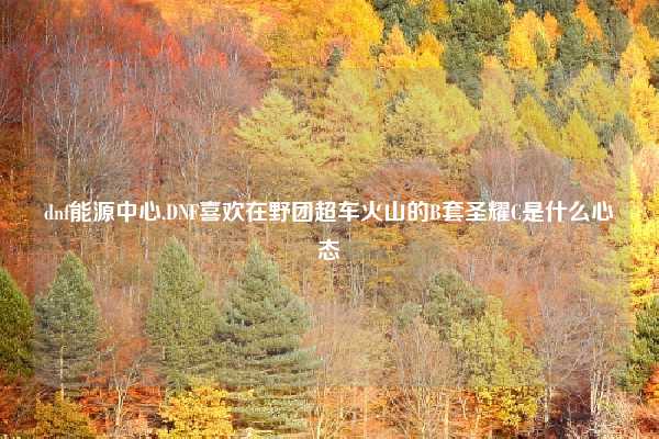dnf能源中心,DNF喜欢在野团超车火山的B套圣耀C是什么心态