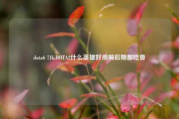 dota6 71b,DOTA2什么英雄好用前后期都吃香