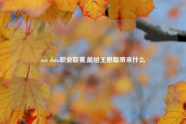 ace dota职业联赛,能给王思聪带来什么