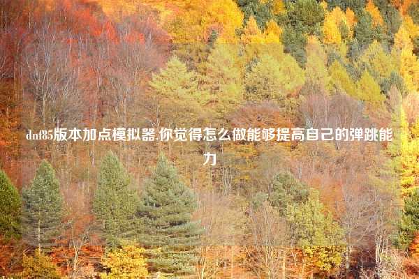 dnf85版本加点模拟器,你觉得怎么做能够提高自己的弹跳能力