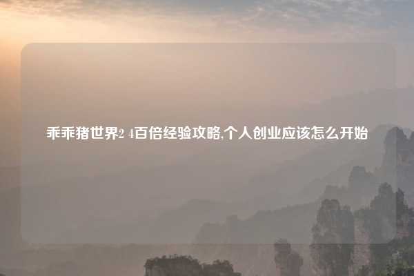 乖乖猪世界2 4百倍经验攻略,个人创业应该怎么开始