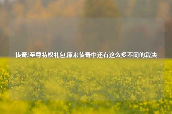 传奇3至尊特权礼包,原来传奇中还有这么多不同的裁决