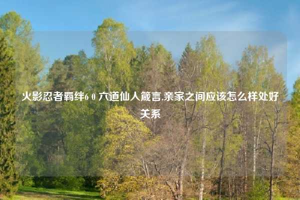 火影忍者羁绊6 0 六道仙人箴言,亲家之间应该怎么样处好关系