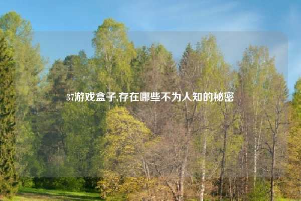 37游戏盒子,存在哪些不为人知的秘密