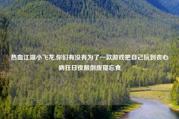 热血江湖小飞龙,你们有没有为了一款游戏把自己玩到丧心病狂日夜颠倒废寝忘食