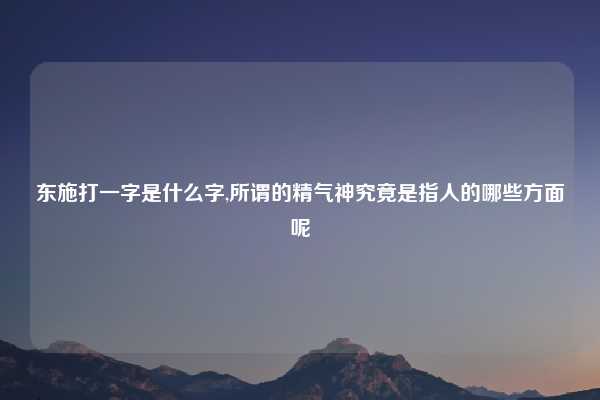 东施打一字是什么字,所谓的精气神究竟是指人的哪些方面呢