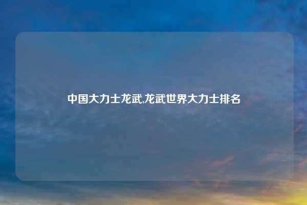 中国大力士龙武,龙武世界大力士排名