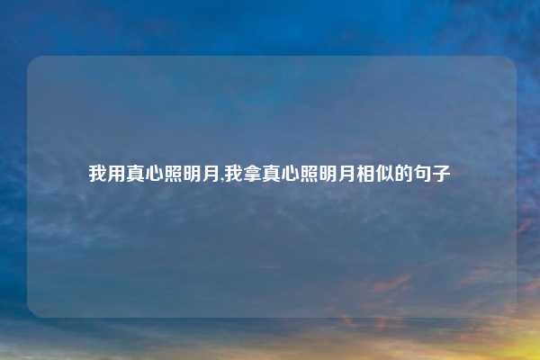 我用真心照明月,我拿真心照明月相似的句子
