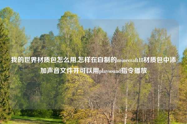 我的世界材质包怎么用,怎样在自制的minecraft18材质包中添加声音文件并可以用playsound指令播放