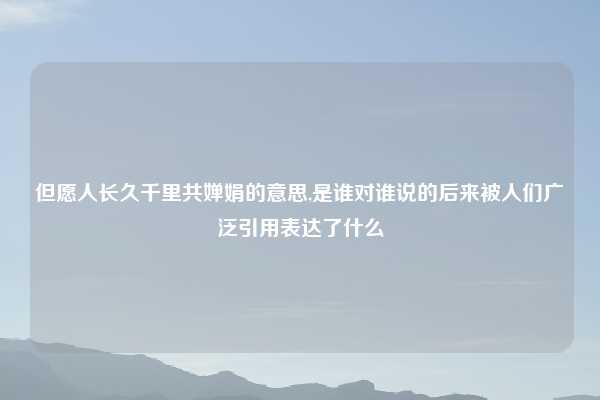 但愿人长久千里共婵娟的意思,是谁对谁说的后来被人们广泛引用表达了什么