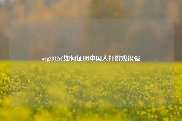 wcg2012cf,如何证明中国人打游戏很强
