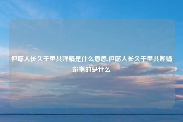 但愿人长久千里共婵娟是什么意思,但愿人长久千里共婵娟娟指的是什么